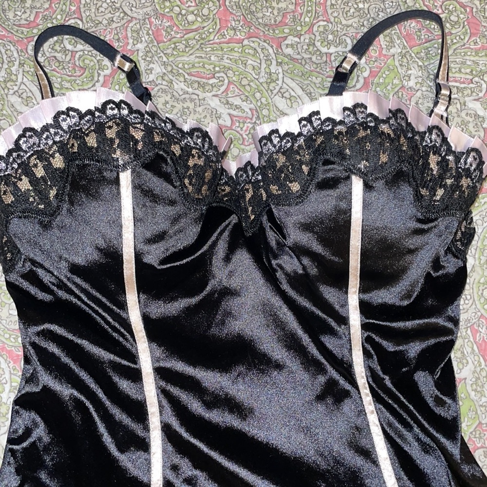 Vintage Victorias Secret pushup bustier w/removable straps, pink & black, sz.36B - Picture 3 of 8